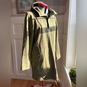 L.L. Bean Olive Utility Pullover Jacket Dress Pockets Coastal Preppy Small